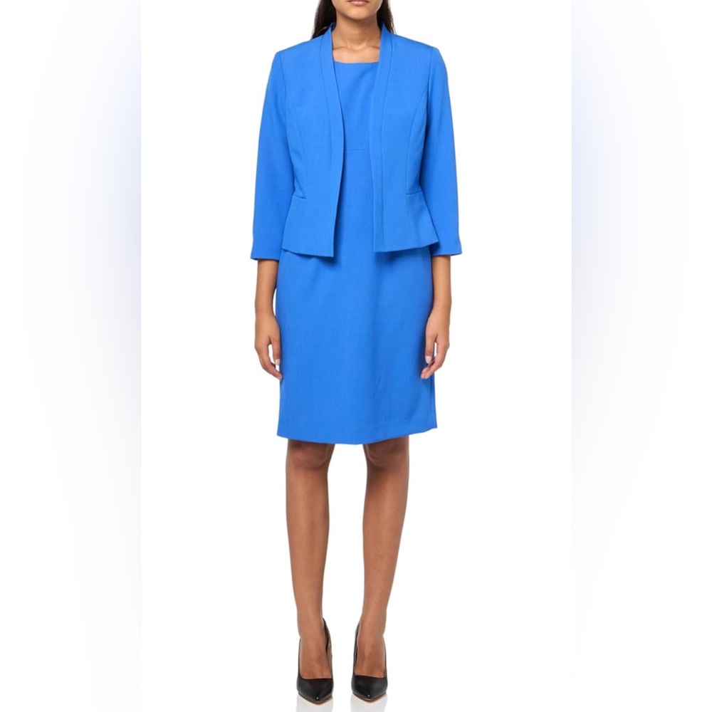 NEW Women's Le Suit Jacket/Dress Suit Cornflower Blue Dress Set